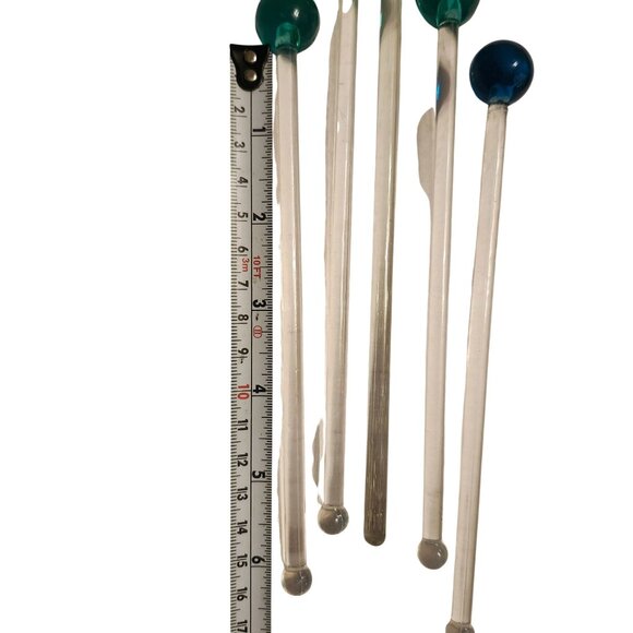 5 Glass and Plastic Stir Swizzle Sticks Colorful Parrot and Ball Designs - Picture 3 of 6